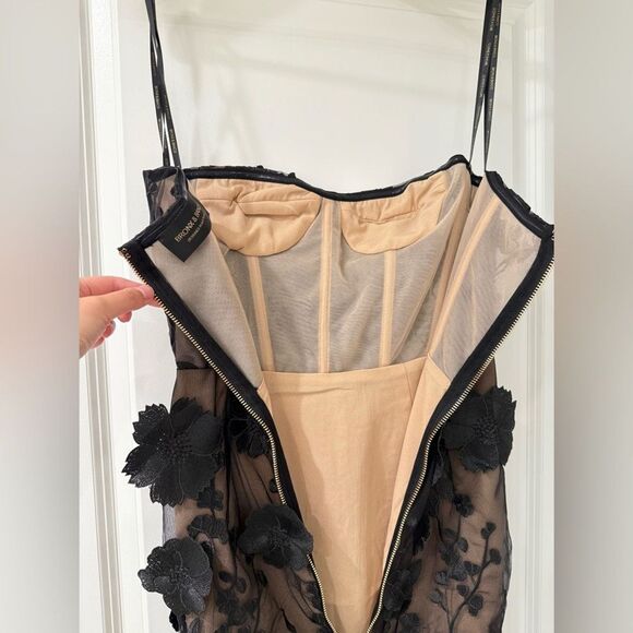 NWOT Bronx and Banco Jasmine Floral-Embroidered Sheer Maxi Dress Black - Picture 15 of 16